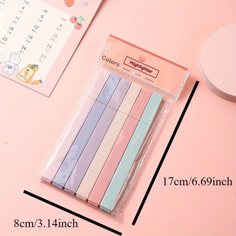 6/12Pcs Pastel Color Highlighter Pen Double Tip Marker Pens Fluorescent Pen Drawing Highlighters Cute Stationery School Supplies