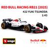 Bburago 1:43 2025 Red Bull RB21 GP do Japão F1 Carro de Corrida Fórmula 1 Veículos Estáticos Die Cast Modelo Colecionável Brinquedos de Carro de Corrida