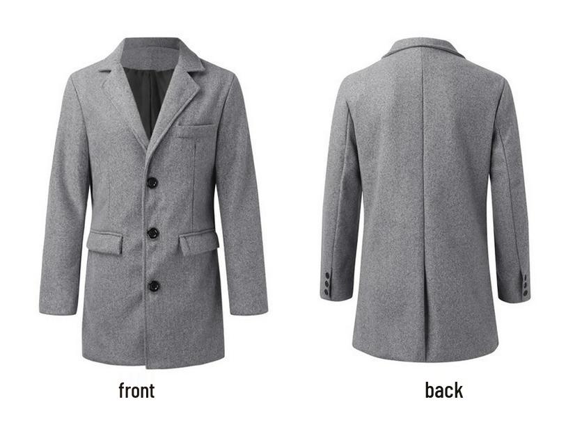 European Men's Mid-Length Wool Coat: Upgraded British Style for Autumn/Winter