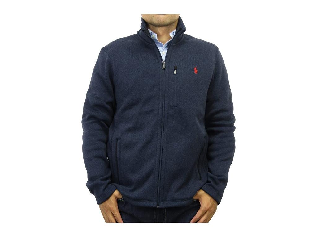 POLO RALPH LAUREN Fleece Knit Size Navy Blue Men's Zip-Up Jacket, XL, (Product Code 0101836)