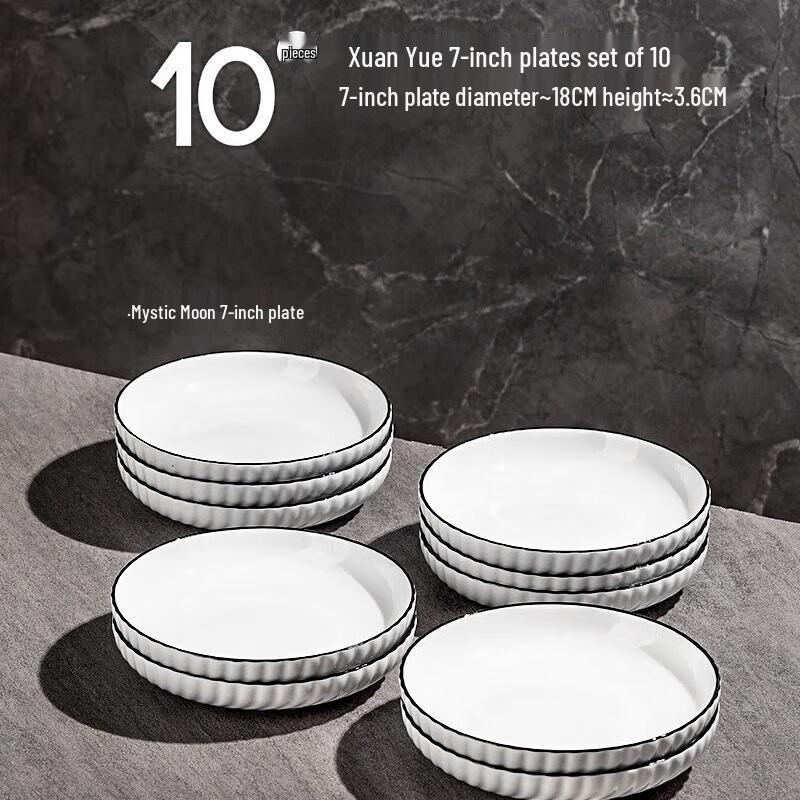 Lin Pan Underglaze Ceramic Dinner Plates - 7-inch Name of Happiness (10-Pack)