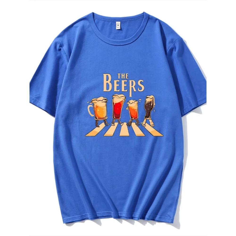 The Beers Printing Vīriešu T krekli Elpojoši zīmola topi Street Fashion T-krekls Vīriešu ikdienas vasaras brīvi lielizmēra T-krekli