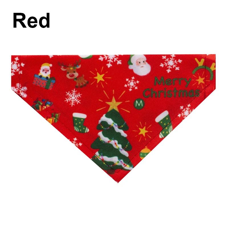 

Christmas Pet Bandanas Collar For Dogs Cats Cotton Triangular Bibs Scarf Collar With Santa Claus Pattern For Small Dog Scarves XS красный