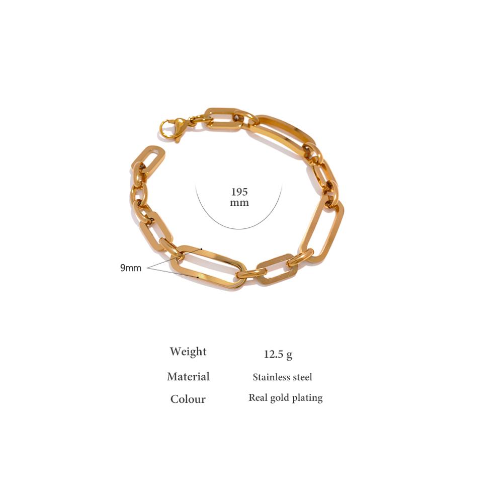 Yhpup Stainless Steel Golden Chain Bangle Bracelet Minimalist Geometric Metal Women Bracelet Waterproof Jewelry Men Women Gift