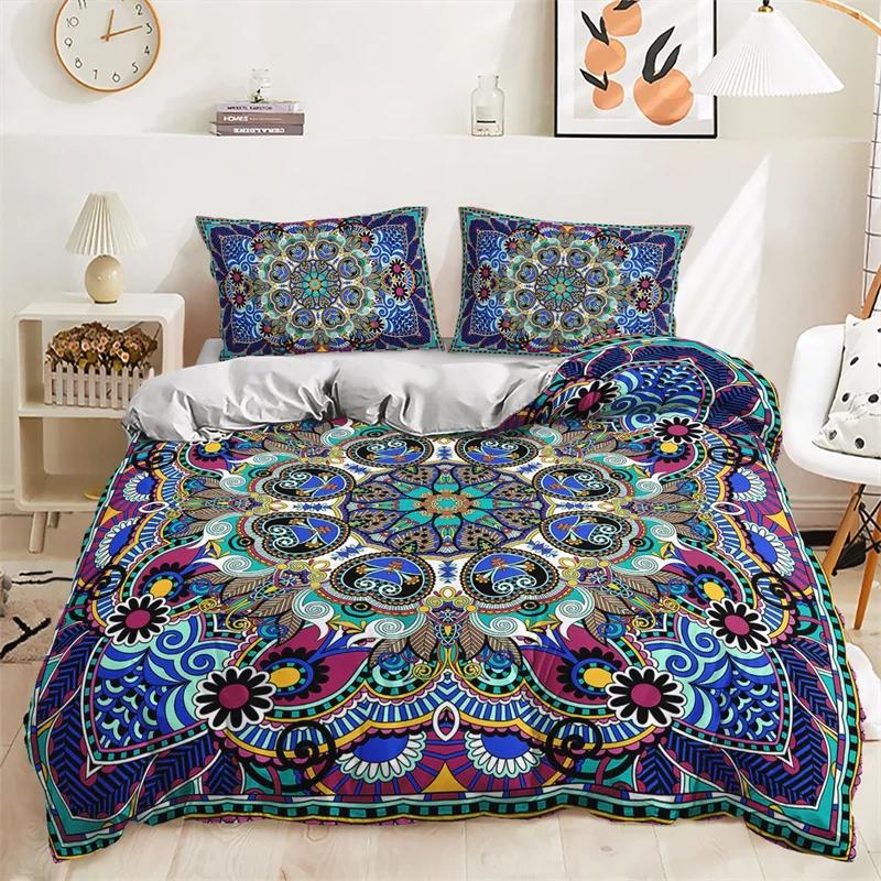 Mandala Duvet Cover Set Twin King For Girl Teen Bohemian Floral Bedding Set Microfiber Exotic Tribal Paisley Flowers Quilt Cover
