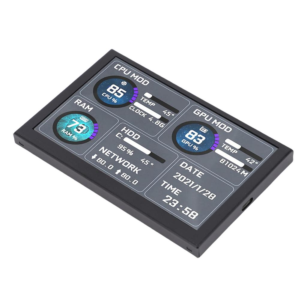 Computer Temp Display 5 Inch Dynamic Theme Supported USB Type C ARGB PC Case Sensor Panel PC Secondary Screen for
