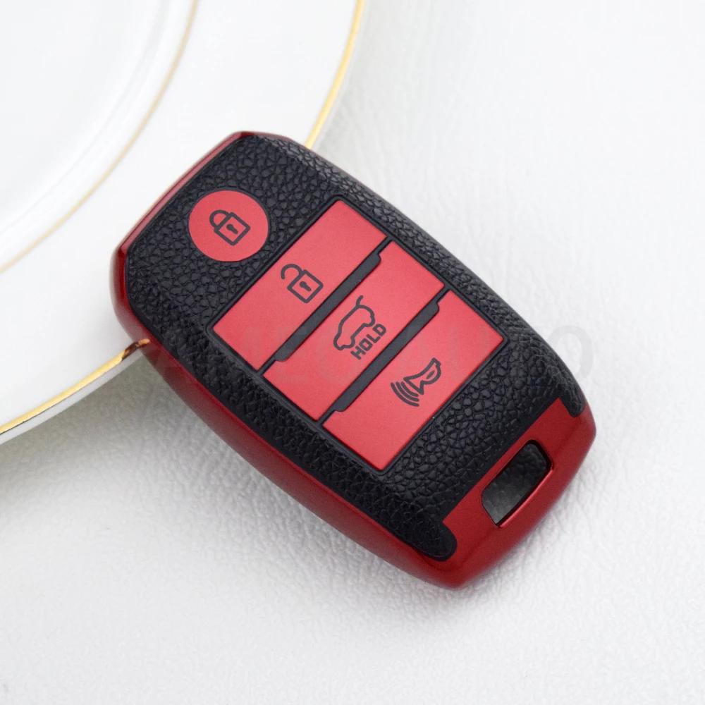 4Buttons Tpu Leather Car Remote Key Case Cover For Kia Sportage Cerato Optima K2 K3 K4 K5 Rio Picanto K2 Soul Sorento Ski Sedona