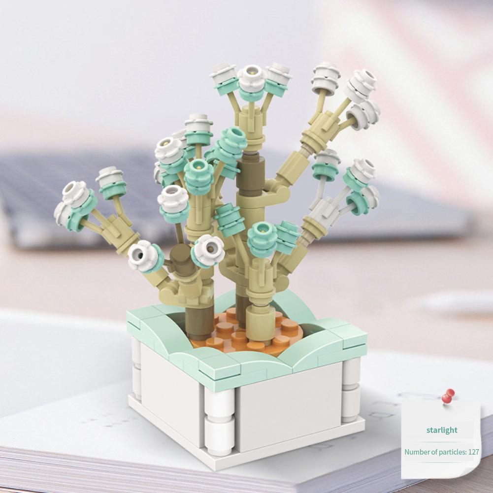 Plante la ghiveci Suculente Flori Blocuri de construcție Bonsai Asamblare Kit Cărămizi Decorare Cadouri de ziua de naștere Pentru Jucărie pentru copii