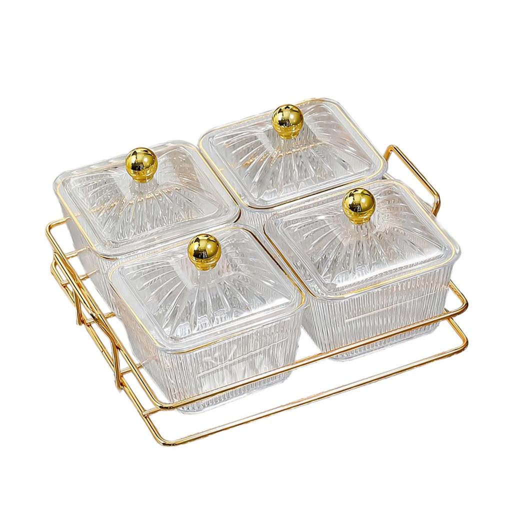 Creative Divided Serving Platter with Lid Appetizer Serving Tray Snack Dishes Food Storage Box Nuts Tray for Nuts Fruits