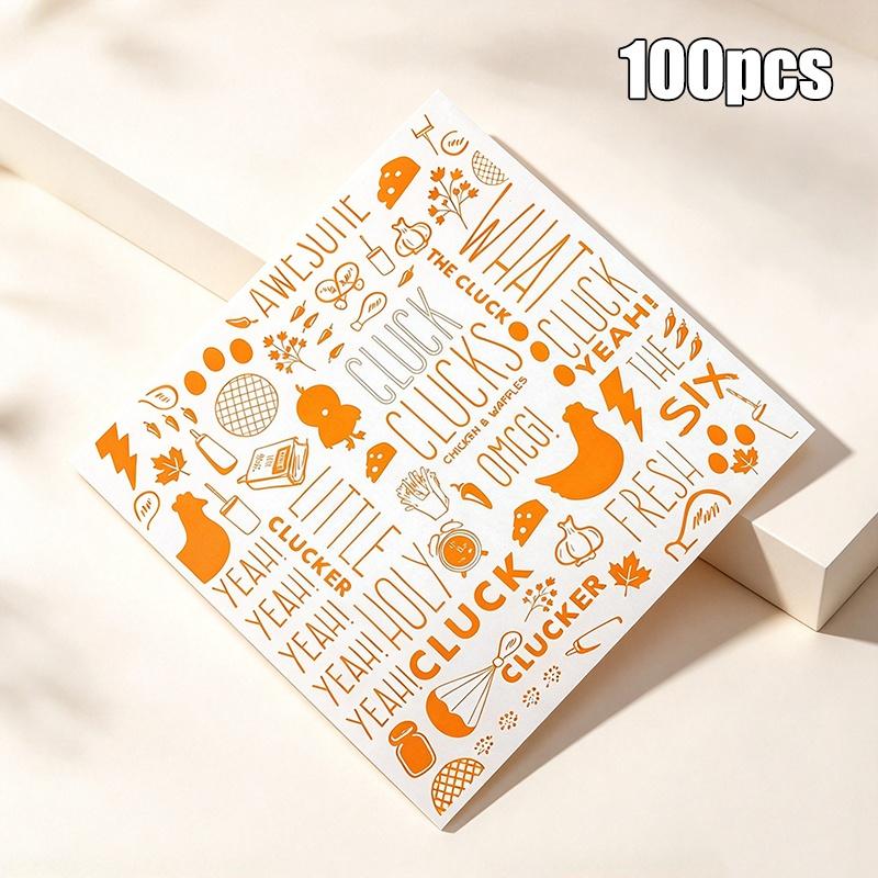 100Pcs Disposable Hamburger Paper Cake Wrapping Paper Oil-Resistant Coated Food Wax Paper Sandwich Wrapping Papers