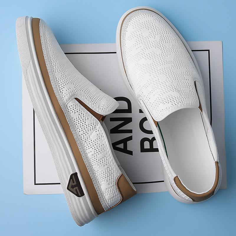 2025 summer men's shoes thin punched white shoes casual leather shoes trend low top thick sole breathable hollow hole shoes