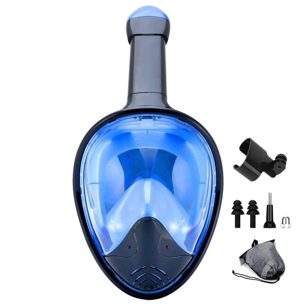 Full Face Snorkel Mask with Detachable Camera Mount,Snorkeling Swimming Diving Mask Wide View Anti-Fog Anti-Leak for Adult Youth