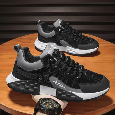 Moda Sapatos Casuais Vulcanizados Masculinos Outono e Inverno Tecido Acolchoado Tênis Masculinos Cano Médio Sapato Antiderrapante Confortável Homem