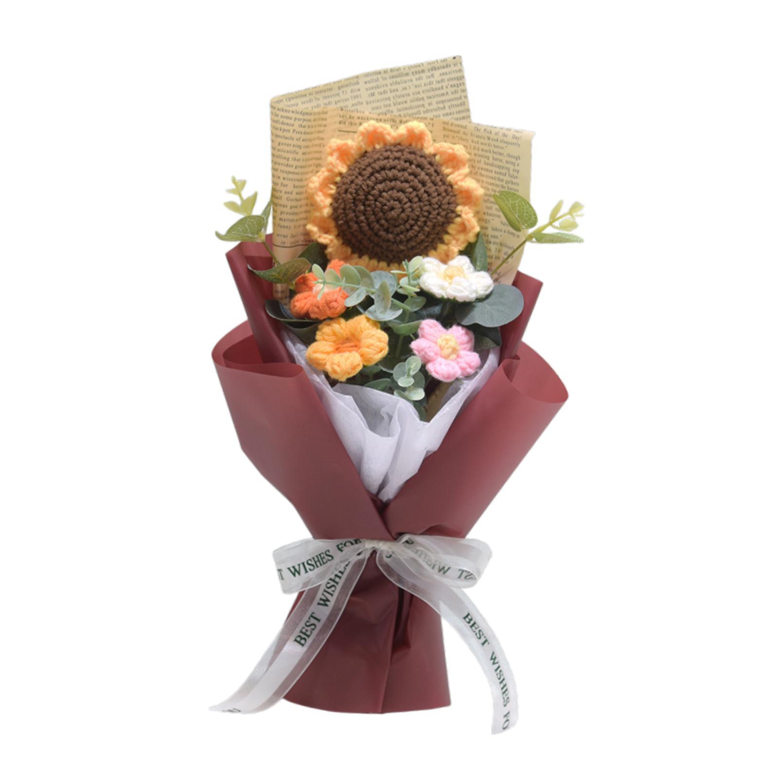 

Crochet Flower Bouquet, Artificial Flowers Home Office Decor, Knitting Flower