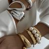 Ingemark Punk Hip Hop Irregular Metal Bangles for Women 2025 Trend Vintage Gold Color Water Drop Spring Bracelets Men Jewelry
