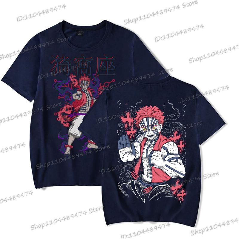 Akaza Anime Demon Slayer T Shirt Men Fashion Harajuku Short Sleeve T-shirt Vintage Kimetsu No Yaiba Comic Female Male Tops