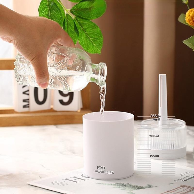 Mini 300ml Portable Air Humidifier USB Desktop Humidifier with Mute Air Atomization and Mist Maker Lights for Car Home Bedro