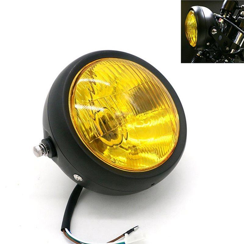For Honda Cg125 Gn125 Cafe Racer Bobber  Motorcycle Front Headlight E4 Halogen Black Metal Retro Design