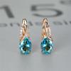 Oval Blue Zircon Diamond Champagne Gold-Plated Earrings for Weddings & Engagements