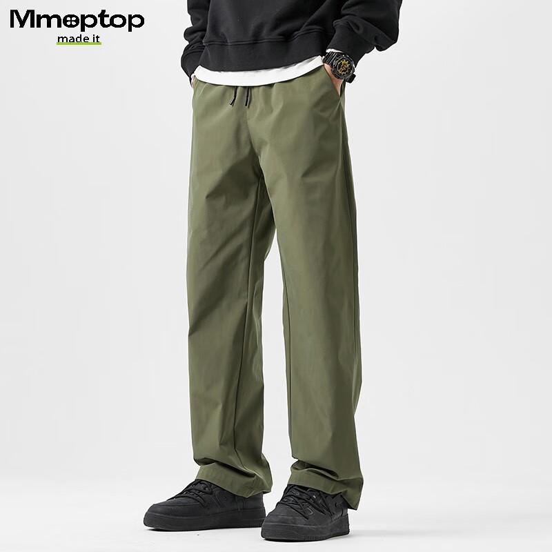 MMOPTOP Men's Autumn Winter Trendy Loose Fit Straight Cargo Pants Casual Sportswear K001 Gray L