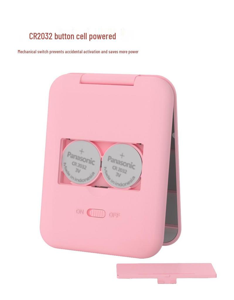 Portable LED Makeup Mirror with 2X Magnification - Handheld, Folding Design