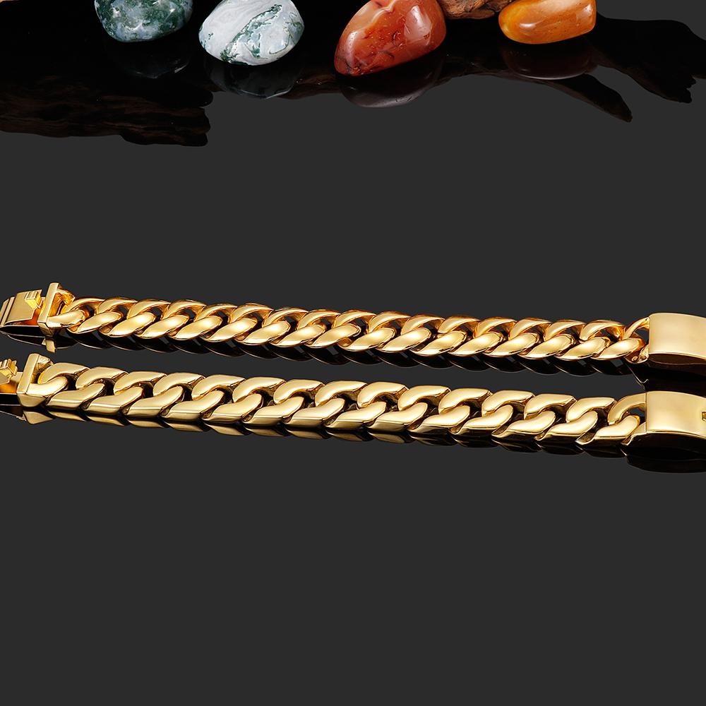 17MM Thick 316L Stainless Steel Cuban Link Chain Luxury Gold Color Men's Bracelet Minimalist Retro Male Jewelry Gifts