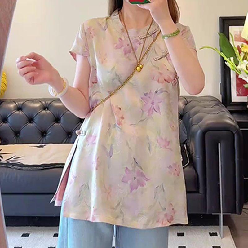 

Топ с коротким рукавом и жаккардовым узором на пуговицах Женский Летний 2025 Новый дизайн Облегающая Универсальная рубашка 3XL (recommended 138-75kg) розовый