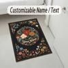Floral Theme Soft Crystal Velvet Rug Custom Name & Text Print Non Slip Floor Rug for Bedroom Living Room