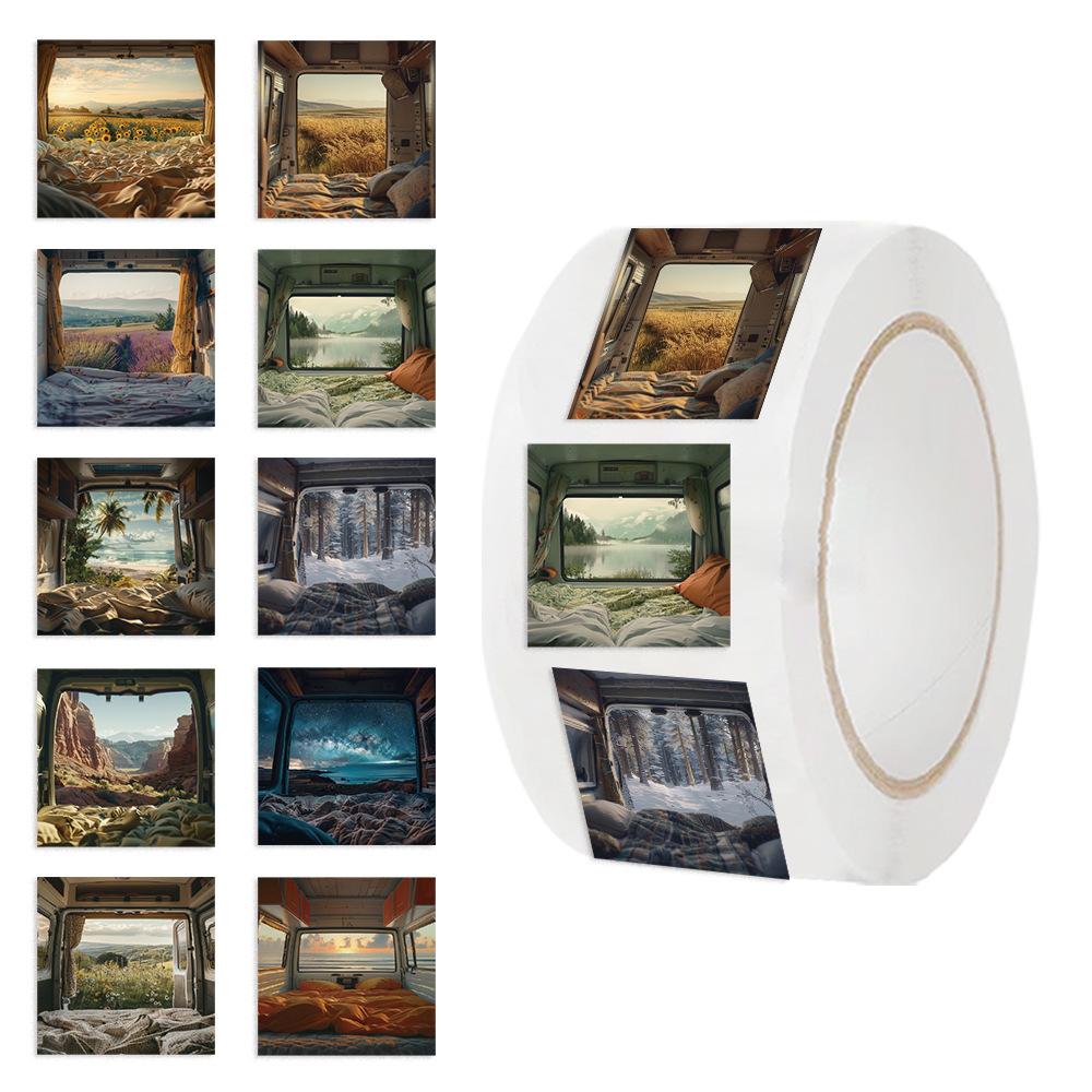 

500 картинок/рулон Рулонная лента Кемпинг Ветер Книга Материал Сделай сам Декоративная Наклейка для запечатывания конвертов