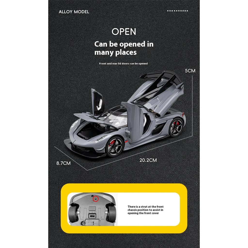 1/22 Koenigsegg JESKO Sports Car Model Car Model Toy Metal Die Casting, with Music and Pullback Function Model Collection Racing Gift Boy