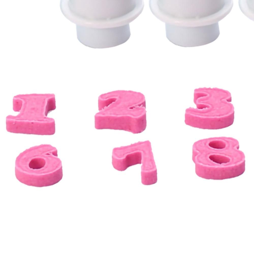 10PCS Food Grade Plastic Number Cookie Stamp Spring Plunger Cake Decorating Cutter Cake Decorating