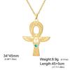 EUEAVAN Ancient Egyptian Ankh Cross Necklace Stainless Steel Turquoise Scarab Pendant Chain Men Women Personality Jewelry Gift