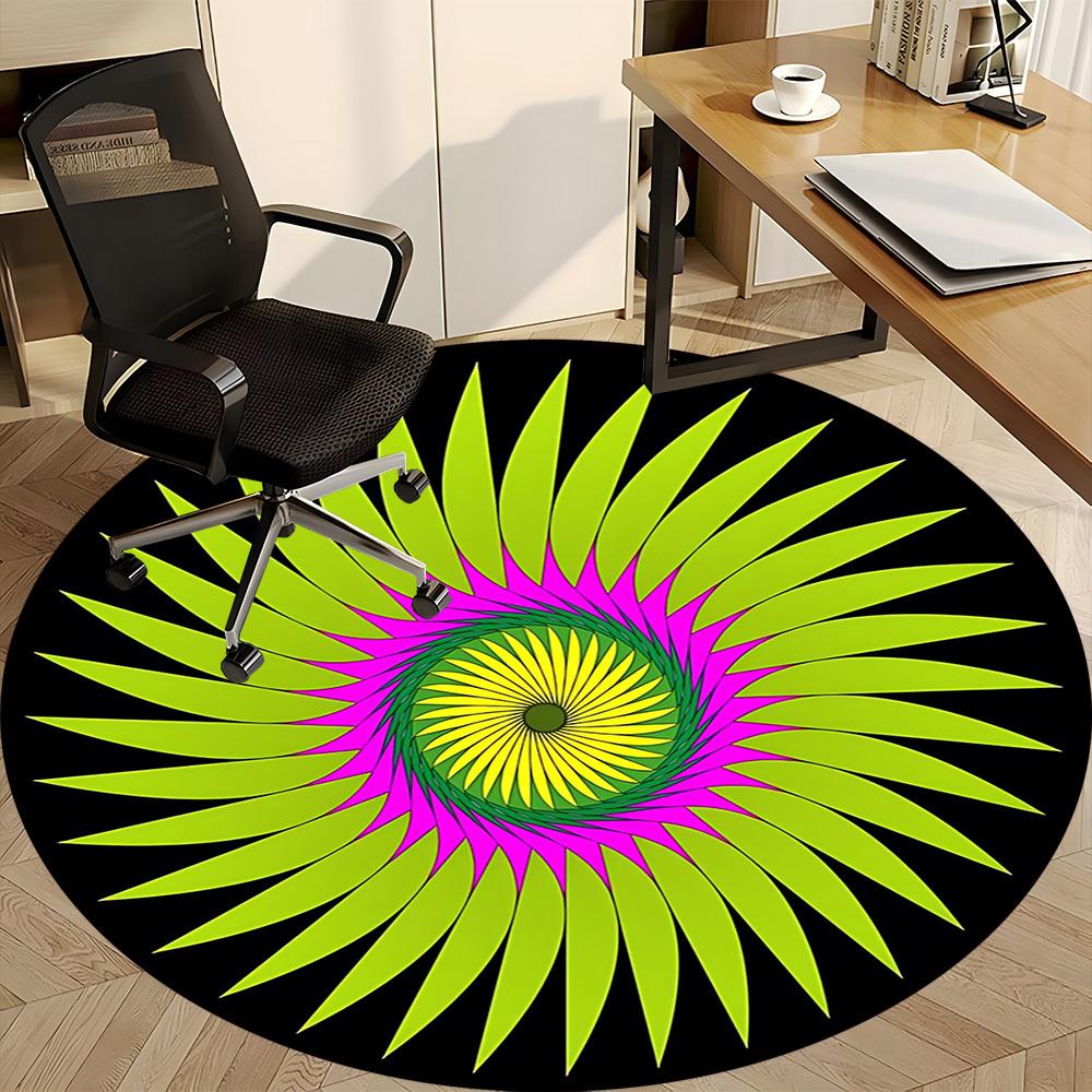 

1PC Neon Spiral Pattern Chair Carpet for Office, Indoor Non-Slip Washable Carpet, Soft Comfortable Mat For Office Room yy250930256 80cm by 80cm