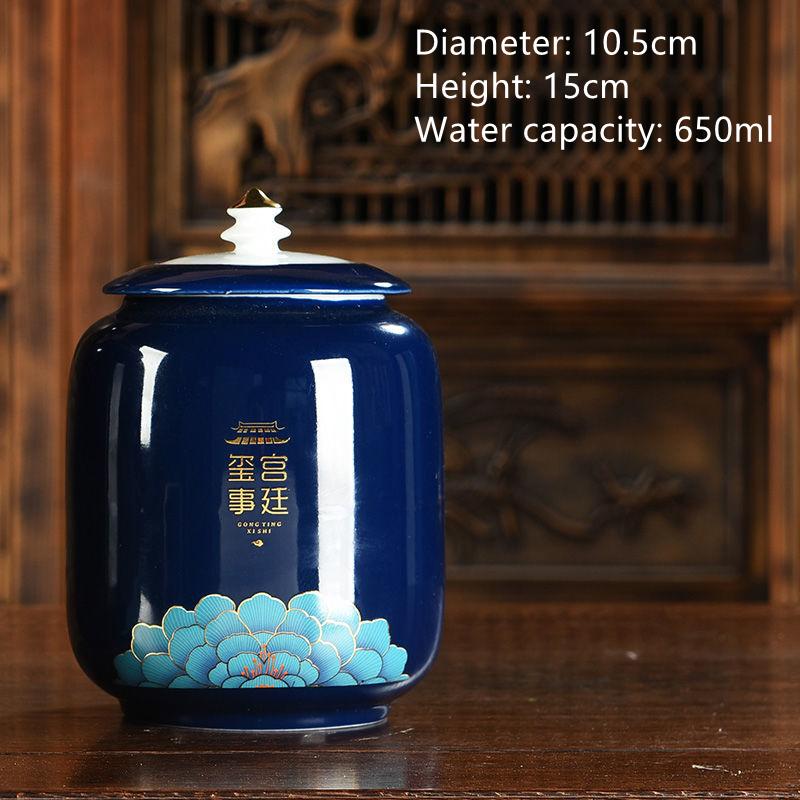 1 Piece Porcelain Tea Jars High Capacity Food Storage Pot Chinese Style Dry Fruit Box Small Things Organizer Cans Tea Canister