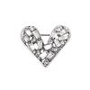 Rectangular Heart Brooch Shiny Hollow Heart Breastpin Geometric Rhinestone Pin  Suit Coat Collar
