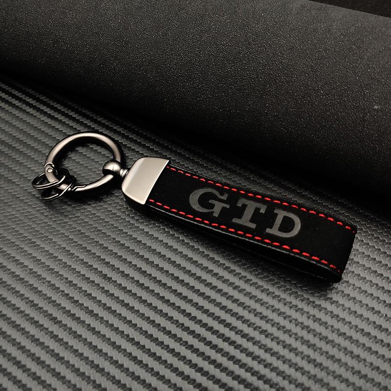 BNI1 2026 New For VW VOLKSWAGEN Hub Caps High Grade Suede Leather Keyring GLI GTD GTE TSI TDI Car Keychain For Volkswagen VW Jetta Go