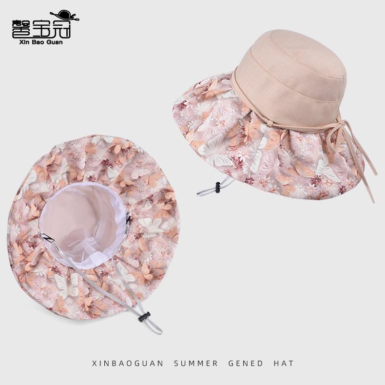 New Summer Sun Hat Children Fashion Big Brim Sun Protection Bucket Hat Outdoor Travel Face Cover Beach Sun Hat