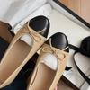 Cowhide version~ Xiaoxiangfeng bow color matching light mouth single shoes women's 2025 new flat bottom round head grandma shoes ladyshoes