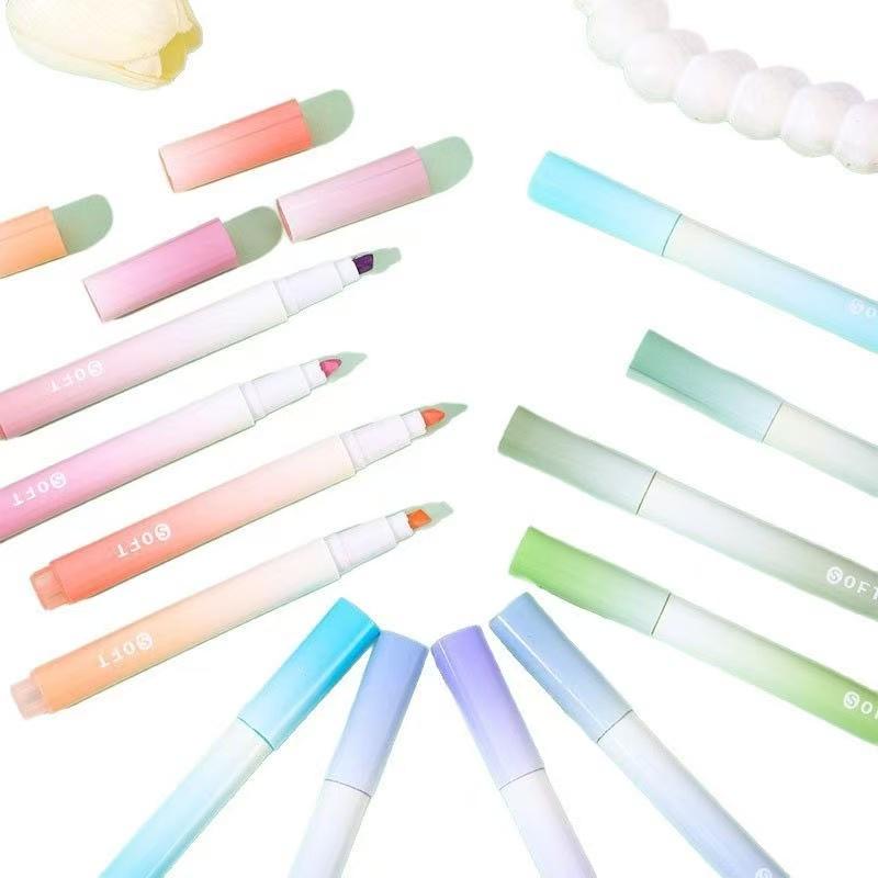12 Colors Chisel Tip Markers Soft Gradient Light Colors Eye-Protection Markers for Art Drawing And School Supplies