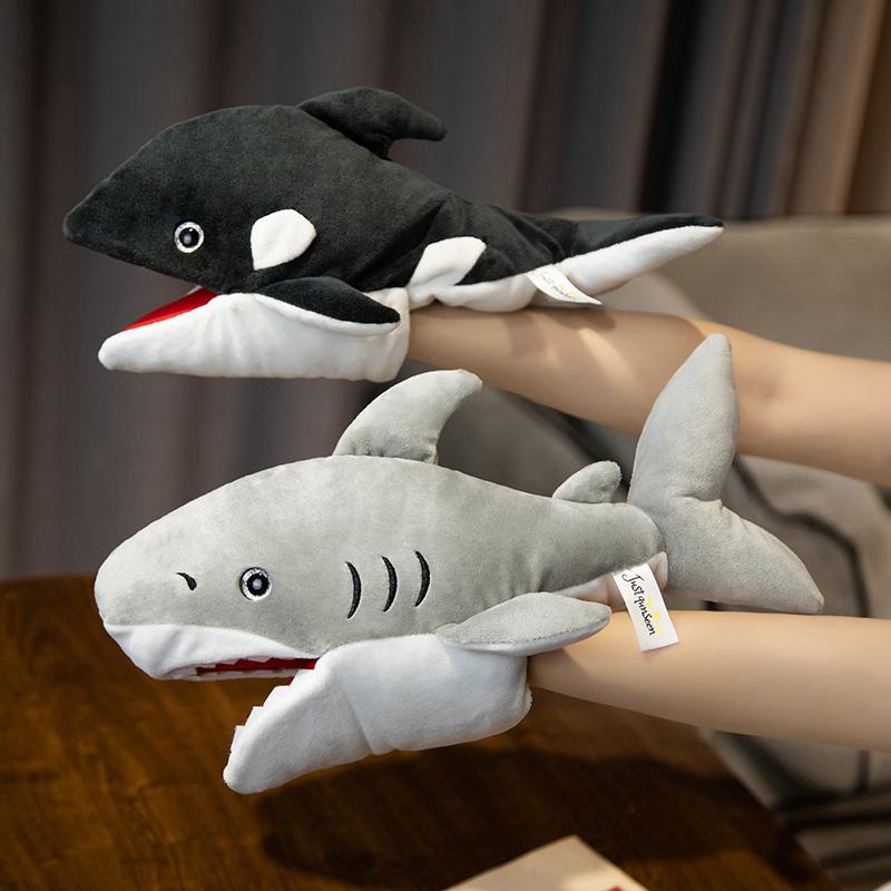 Plush Fish Hand Puppet Stuffed Marine Animals Shark Octopus Puppet Bird Fox Hand Puppet For Kids Adult Pretend Playing Dolls