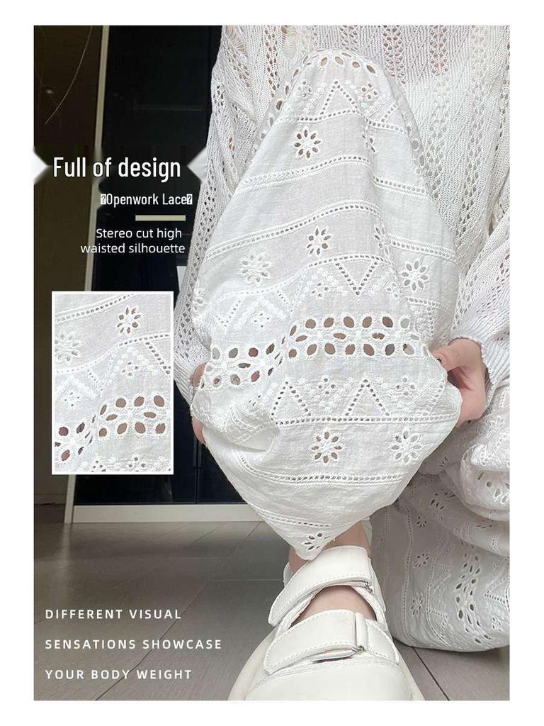 Women's Chic 2026 Lace Hollow Drape Wide-Leg Summer Pants