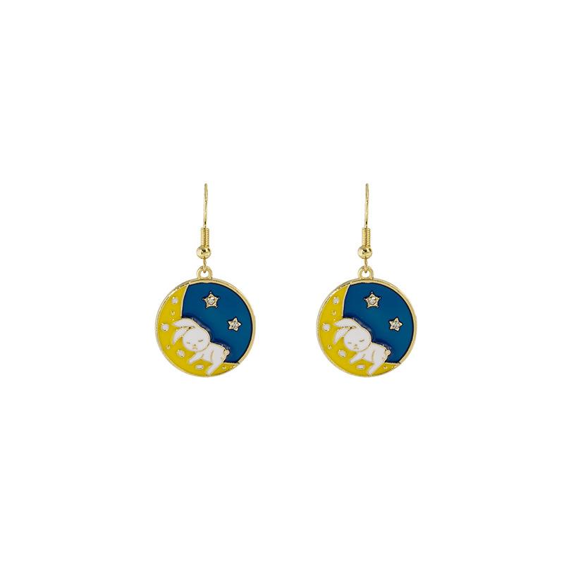 Cartoon Oil Drop Bow Cat Stud Earrings, French Cute Panda Earrings, Fashionable Personalized Diamond Earrings.