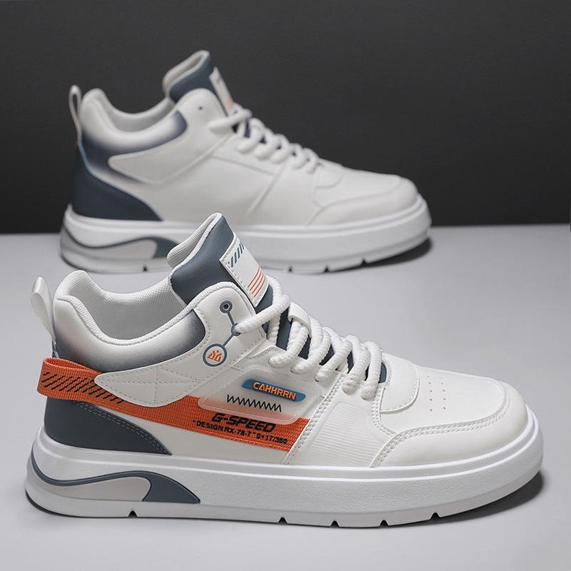 Fashion Shoes for Men Leather Casual Shoes Autumn Cool Flat Skateboard Shoes Youth Street Lace-up Sneaker