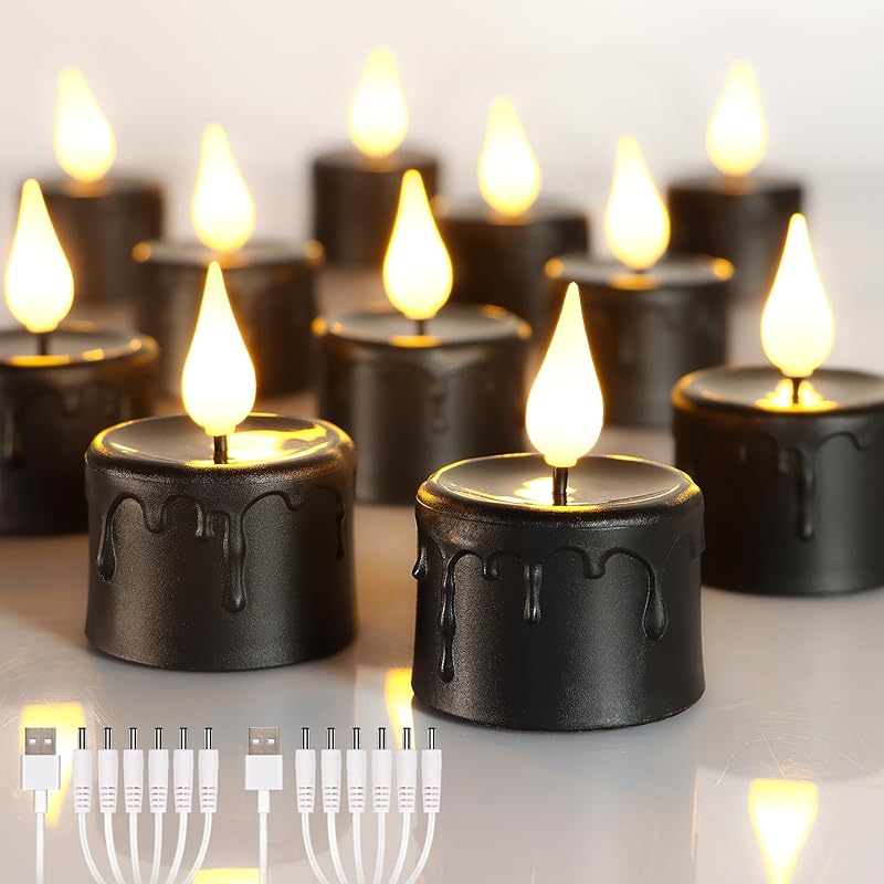 12PCS Rechargeable LED Tea Lights Candles with Remote, 3D Wick Flickering Flameless Votive Candles with 4/6H Timer, Warm White Electric Fake Candles