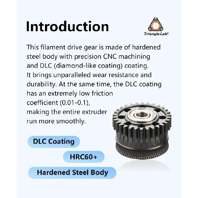 Trianglelab® Upgrade Extruder Gear For Creality K2 serie All Metal Filament Drive Gear For K2 serie Nickel Plated DLC Coating