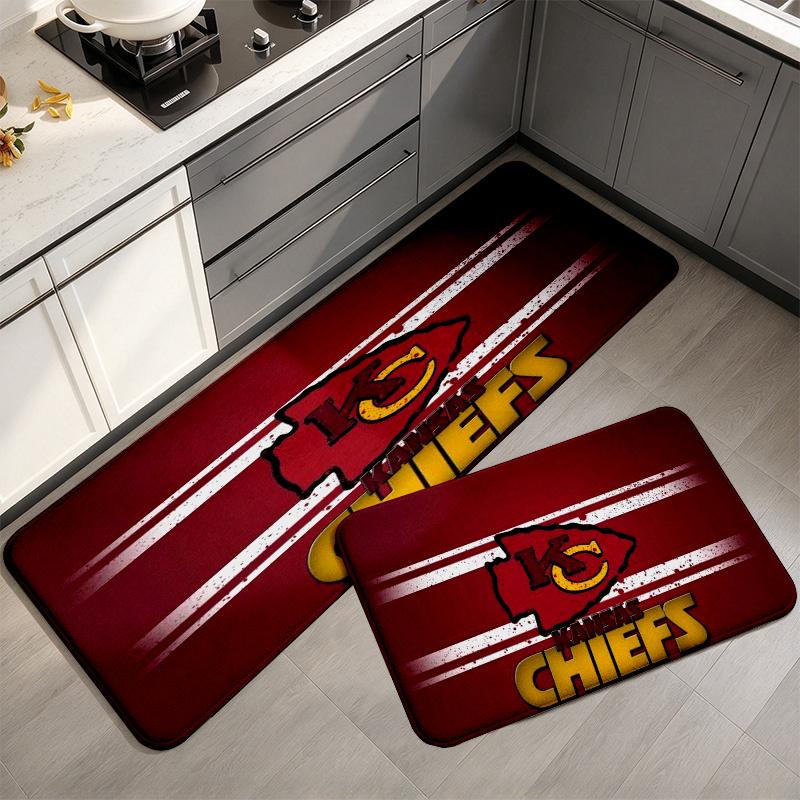 Kansas City Chiefs Flannel Kitchen Mat Christmas Soft Area Rug Non Slip Floor Carpet Home Decoration