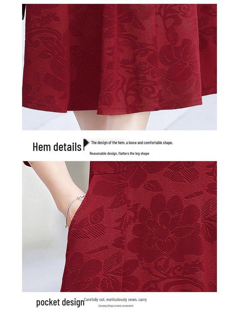 Elegant Jacquard Slimming Long Sleeve Cheongsam Midi Dress for Formal Occasions and Weddings