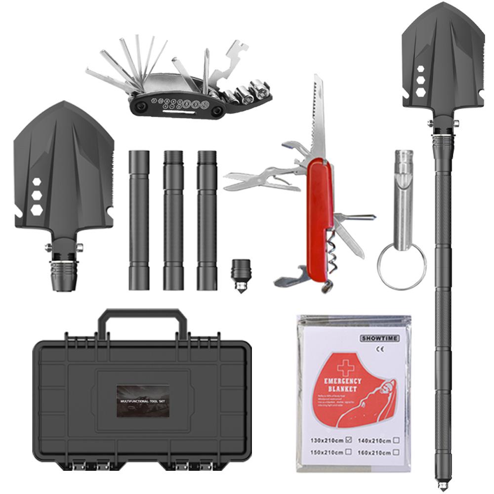 

Emergency Tool Kit Camping Shovel Multi-Function Survival Kit with Portable Folding Shovel Outdoor чорний