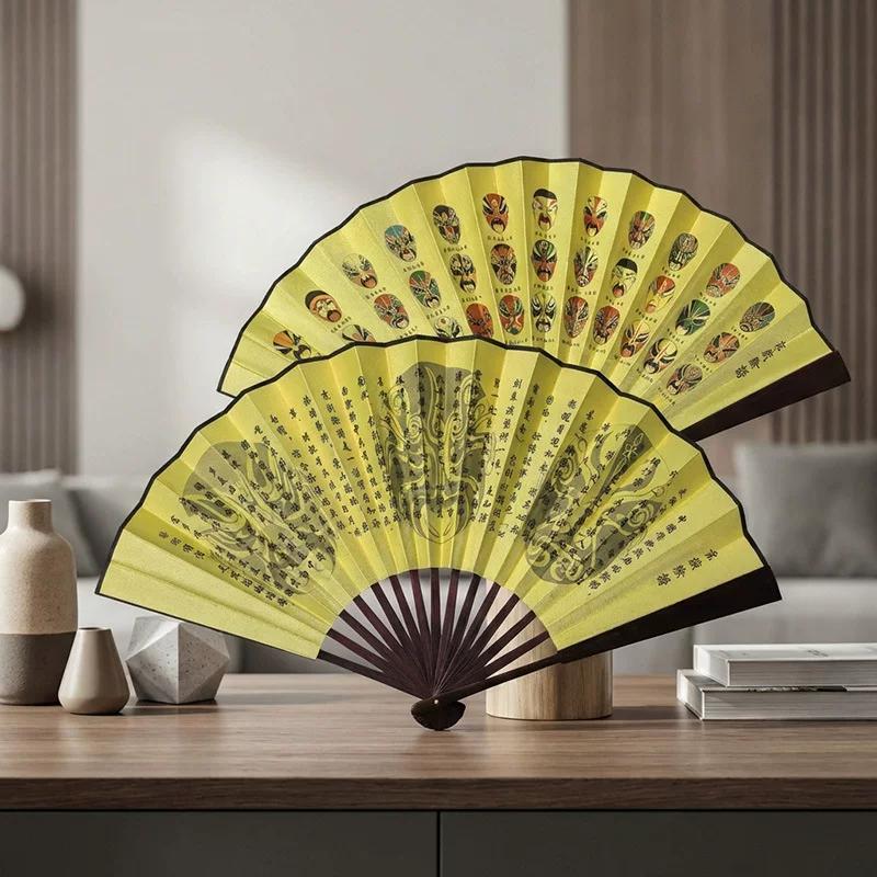 Folding Fan Chinese Style Summer 10inch Ancient Style Fan Men's Silk Cloth 2026 New Model Summer Bamboo Fan Hanfu Portable Fan