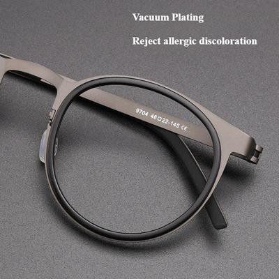 Montatura Occhiali Ultraleggera Per Uomo Donna Moda Retro Rotonda Senza Viti Occhiali Titanio Acetato Design Classico